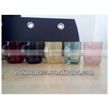225ml/8oz colored glass cups with handle