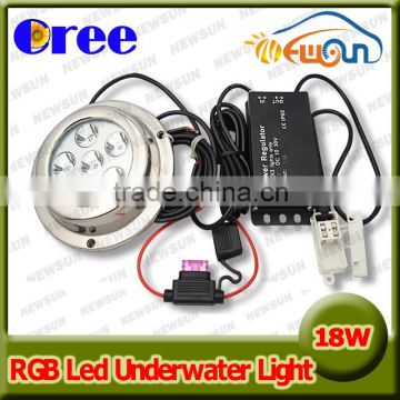 IP68 100% waterproof RGB led underwater light, beautiful decoration 18w boat led light