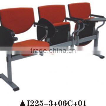 Luxuriant flexible folding office waiting chairs with tea tablet arm I225-3+06C+01