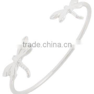 Silver Tone Metal Cuff Bug Dragonfly Bracelet