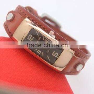 custom your brand genuine cow leather wrist watches for women vintage watch clock