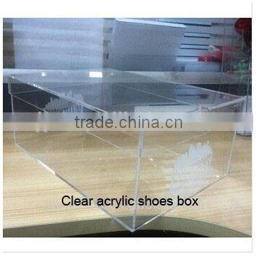 High transparent 362*242*178mm customized clear plexiglass shoe box