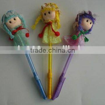 promotional lovely doll shape craft pen for children