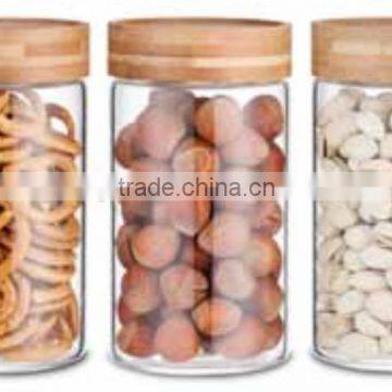 SINOGLASS 3 pcs 700ml borosilicate glass jar with bamboo lid