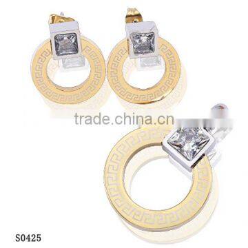 Italian Circle Shaped Fashion Zircon Stone Gold Jewelry Sets