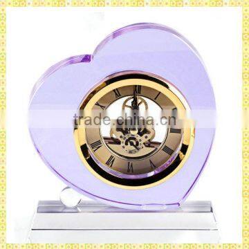 Unique Exquisite Luxury Purple Crystal Heart Clock For Wedding Guest Takeaway Souvenirs