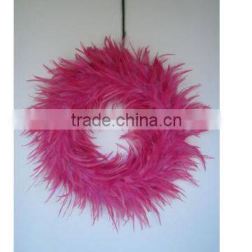 Chicken Feather Wreath for wall or center piece - Pink