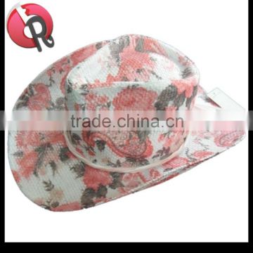 printed straw patttern cowgirl hat