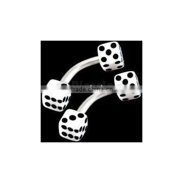 White acrylic dice eyebrow rings body piercing jewelry