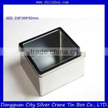 Square shape metal tin box with PVC window/square shape tin boxes for food packaging