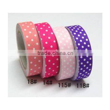 Wholesale YIWU FACTORY cotton Polka Dots Fabric Washi Tape 15mm x 5m vintage cottage style elegant rose stripe polka dot