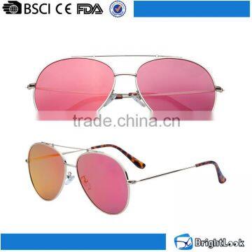 Classic metal frame pink revo lens sexy women glasses 2016 custom sunglasses