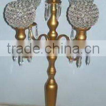 Crystal Candelabra, Gold Candelabra, Wedding Candelabra, Wedding Centerpiece, 5 arm candelabra