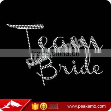 Crystal Team Bride Hotfix Rhinestone Heat Transfers Design For Tshirt