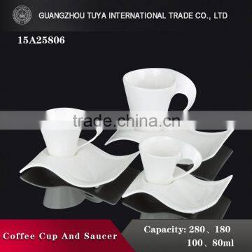 China wholesale white ceramic porcelain coffee cup set with saucer