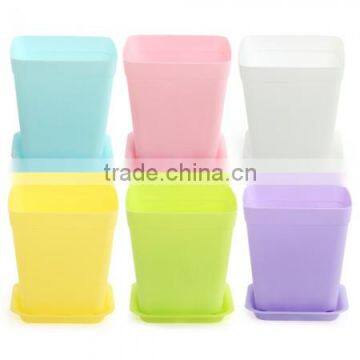 6pcs Candy Color Flower Pot Square Plastic Planter Nursery Garden Home Decor