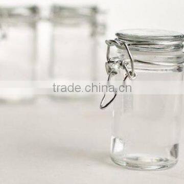 70ml mini Clear Glass Material Empty Jars with Glass Lids and Tight Metal Lock