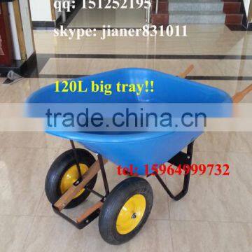 120L Heavy Duty Garden Wheelbarrow With Big Poly TrayWH8802 photo-4