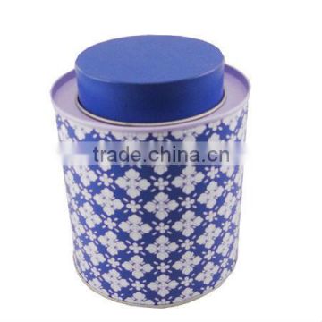 round biscuite cookie tin with shrink in neck