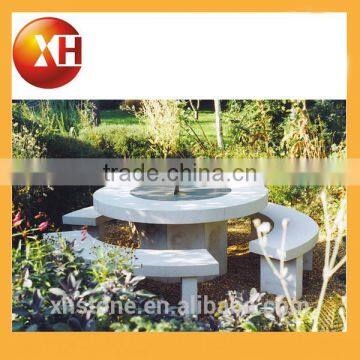 Garden round marble table with base for outdoor furniture