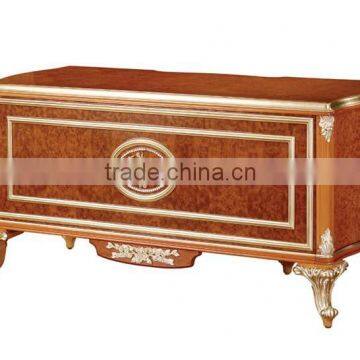 Luxury Executive Office Desk/Reading Table, Exquisite Carved Wood 3 Door Bookcase, Graceful Home Office Furniture photo-2