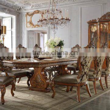 Italian Royal Style Wooden Hand Carved Dining Room Furniture Set With Matching Dining Chairs(MOQ=1 SET)