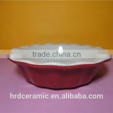 High quality wholesale red ceramic plate round pie plate