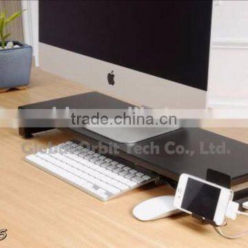 Monitor Computer Stand With USB Hubs & Plug, Tempered Glass photo-3