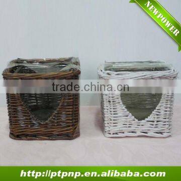 heart design rattan flower pots with glass