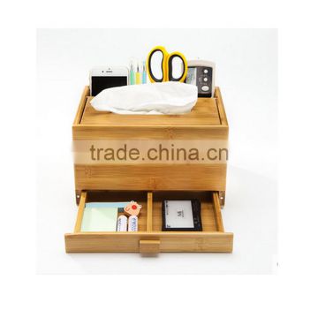 Aonong Bamboo desk organizer for mobile phones & Tablets/tissue box