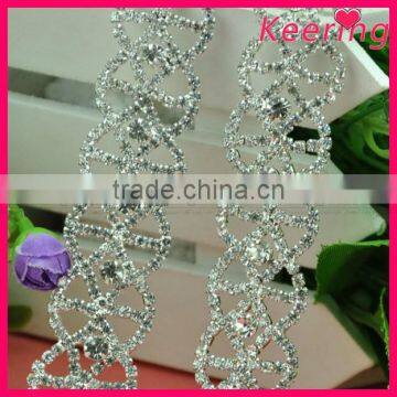 silver roll rhinestone cup chain for decoration WRC-312