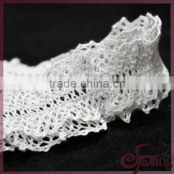 White water soluble lace trimming, two layers embroidery lace trim for dress