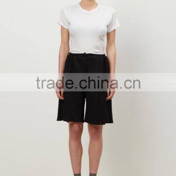 wholesale loose fit wide leg open women black rib custom sweat shorts