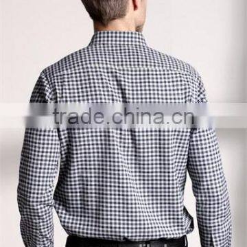 New Design Small Checked Blends Cotton Men Shirt SL0069 photo-3