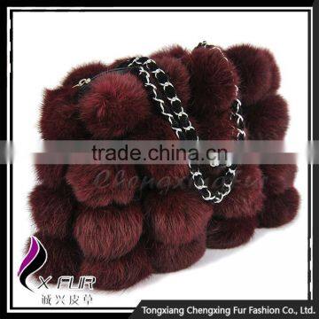 CX-H-11 Korea Fashion Blue Rabbit Fur Hand Bags For Women photo-3