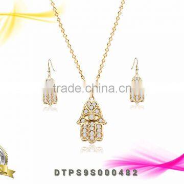 Evil Eye with Hamsa Cz Studded Gold Plated Fashion Pendantset