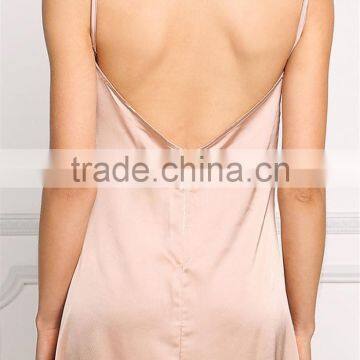 MGOO Hot Sale 2017 New Style Elegant Plain Satin Dress Champage Satin Maxi Dress Low Back Slip Sexy Dress photo-4