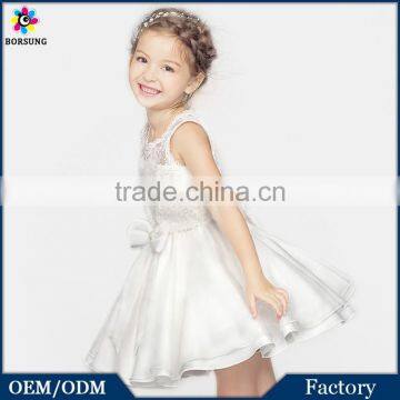 Fashion Girls Satin Boutique Clothing Embroidred Lace Flower Girls Puffy Free Prom Party Wedding Dress