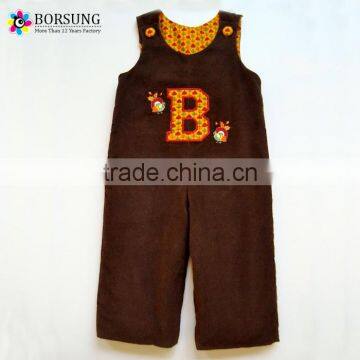 Turkey Thanksgiving Longall Cotton Overalls Brown Corduroy Baby Romper Kids Halloween Costume