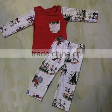 2017 new style spring clothes red shirt with pocket match pants western baby boy outfits