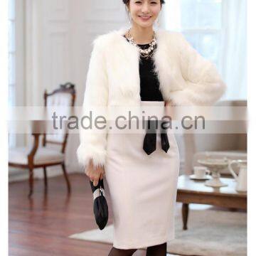 Eight Colour Woman Short Faux Fur Coat Winter Lady Wedding Jackets Long Sleeves photo-2
