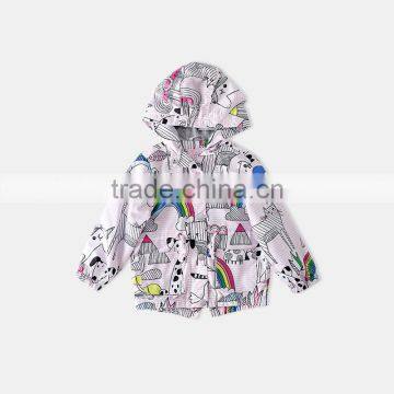 S60596B Baby Girls Rainbow Wind Hooded Jacket photo-2
