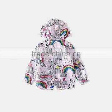 S60596B Baby Girls Rainbow Wind Hooded Jacket photo-3