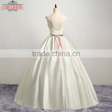 OEM Long Floor-length Beige Bridal Gown Wedding Dress photo-4