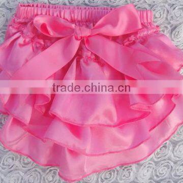 child ruffle panties girls pink satin bloomer with bowknot infant pants diaper cover summer wear cool shorts wholesale