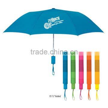 42" Arc Neon Telescopic Automatic Folding Umbrella - nylon material, matching sleeve and handle and comes with your logo