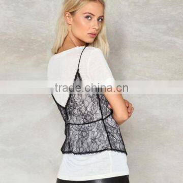 Women Short Sleeve Transparent Lace 2017 New Design Shirts Casual photo-3