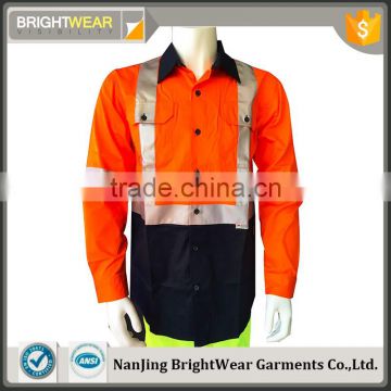 Hi vis long sleeve safety shirt with reflective tape for Australia