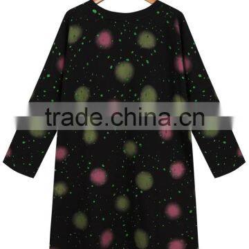Women's European New Style Long Sleeve Printing Distressed Thick Dress photo-2