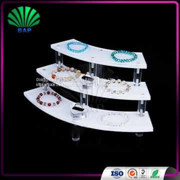 Hot Selling Acrylic White And Clear Bracelet Display Stand Multi-layer Plexiglass Jewelry Holder